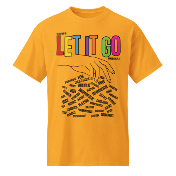 An view of Let It Go Tee in Gold