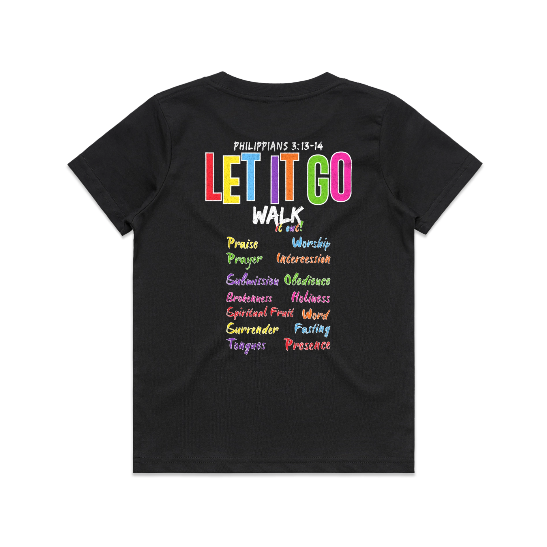 Let It Go Walk It Out Kids Shirt – 1 Powerful Philippians 3:13-14 - Image 2