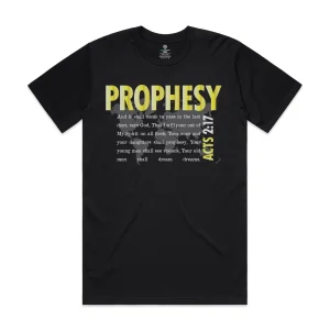 prophesy acts 2:17 shirt christian design bold yellow last days sons daughters shall prophesy black unisex staple tee
